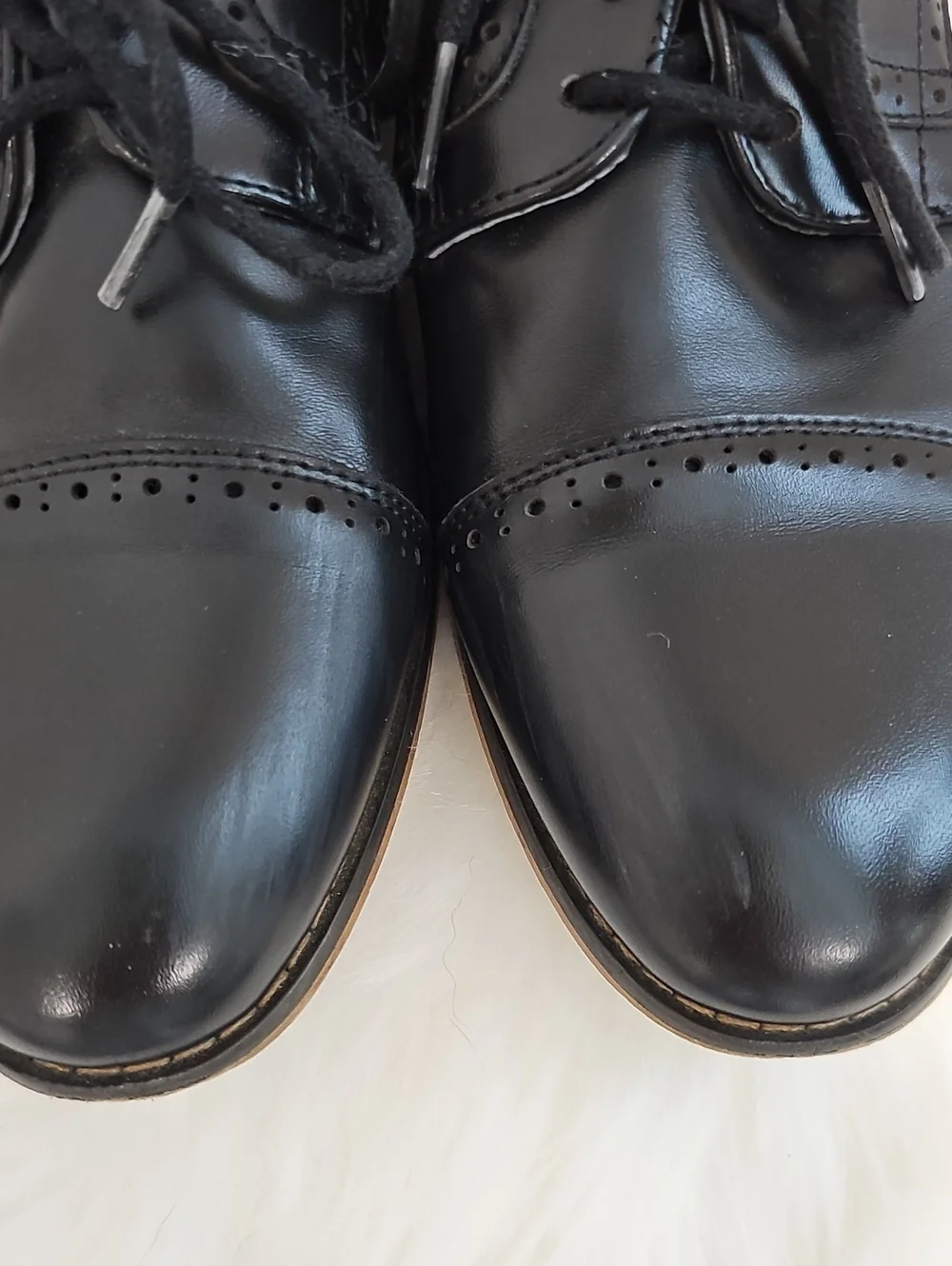 Bruno Marc Black Leather Cap Toe Lace-Up Dress Shoes Boys Sz 5